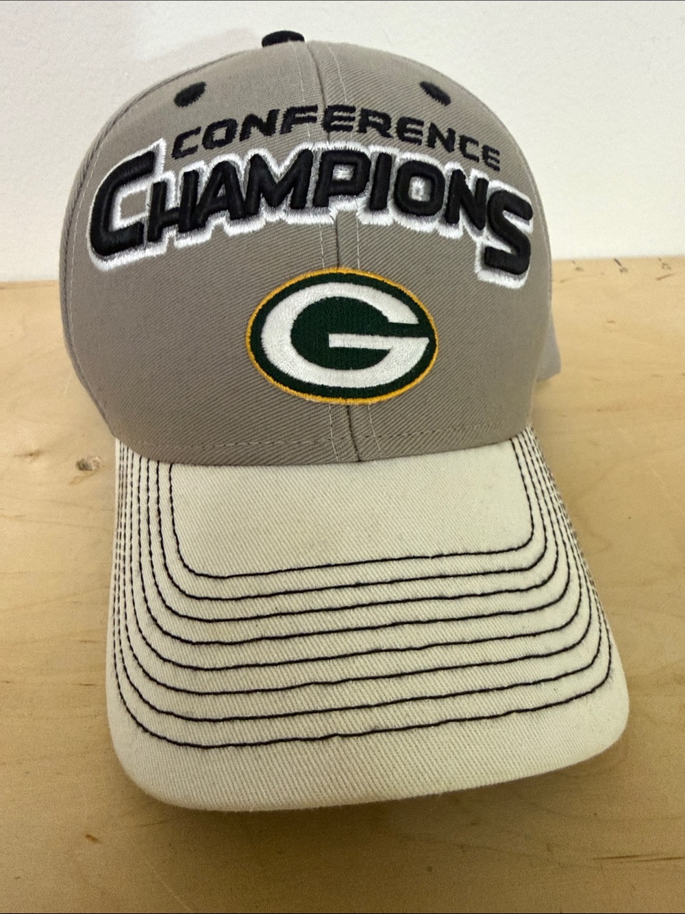 NFL Green Bay Conference Champions Cap - Gray & Cream